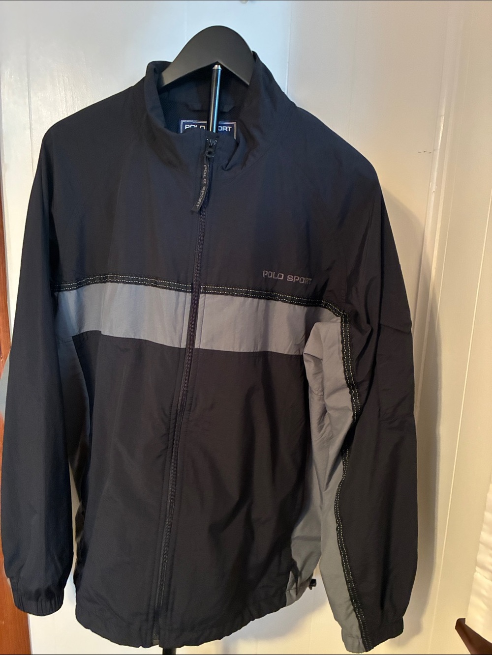 Polo by Ralph Lauren Men's Black & Gray Zip Windbreaker Jacket